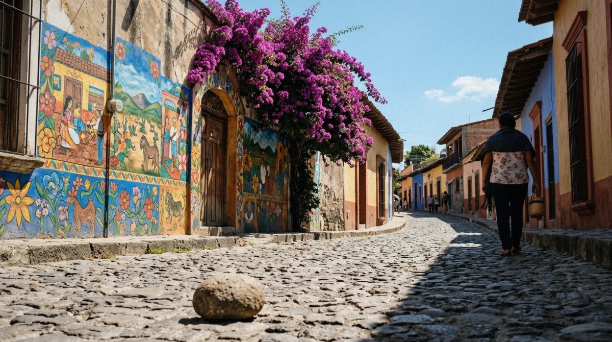 A shopping street in Ajijic near Lake Chapala, reached from Guadalajara by the Chapala Plus bus