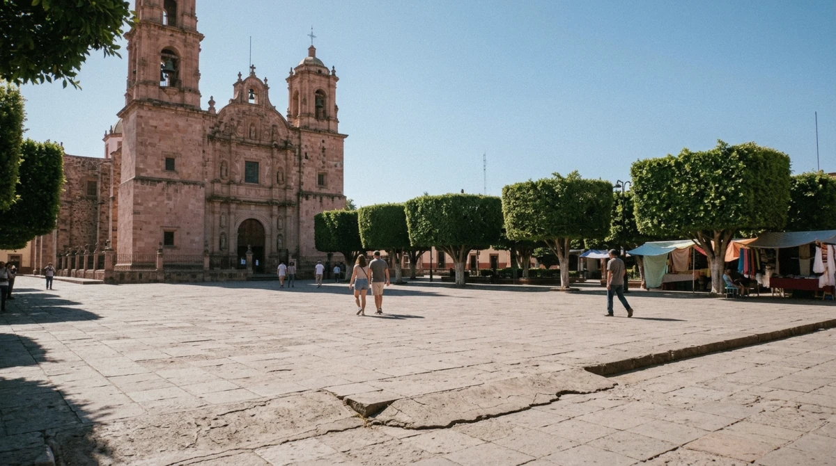 Street in the town of Tequila with distillery frontages, the destination for day trips from Guadalajara to Tequila, Jalisco