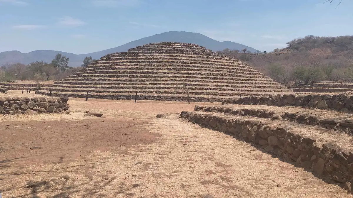 Circular stepped pyramid of the Guachimontones archaeological site at Teuchitlan on a day trip from Guadalajara